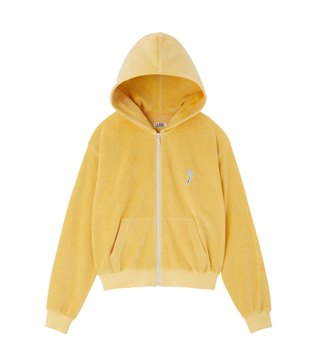 Llege - Velour Crop Hoody Zip-Up (Yellow) product image 1 | TRAB K-Fashion Australia