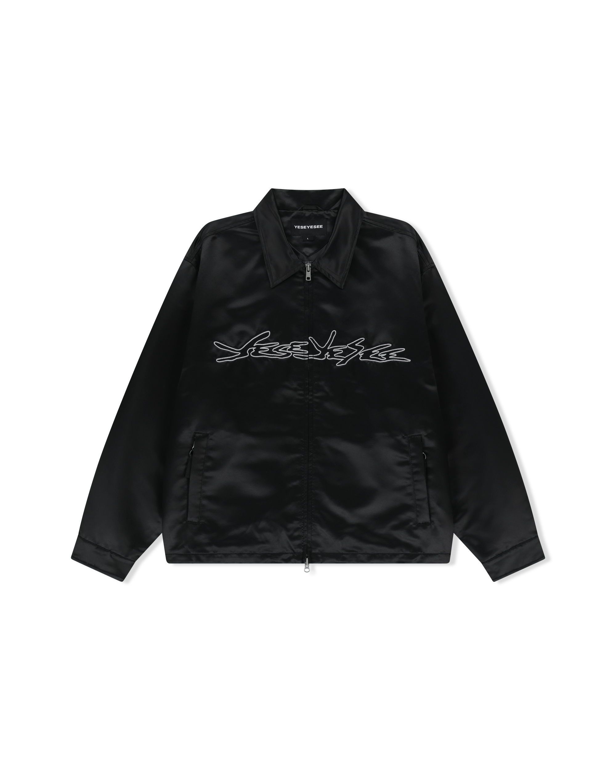yeseyesee - Chain Stitch Logo Coach Jacket (Black) product image 1 | TRAB K-Fashion Australia