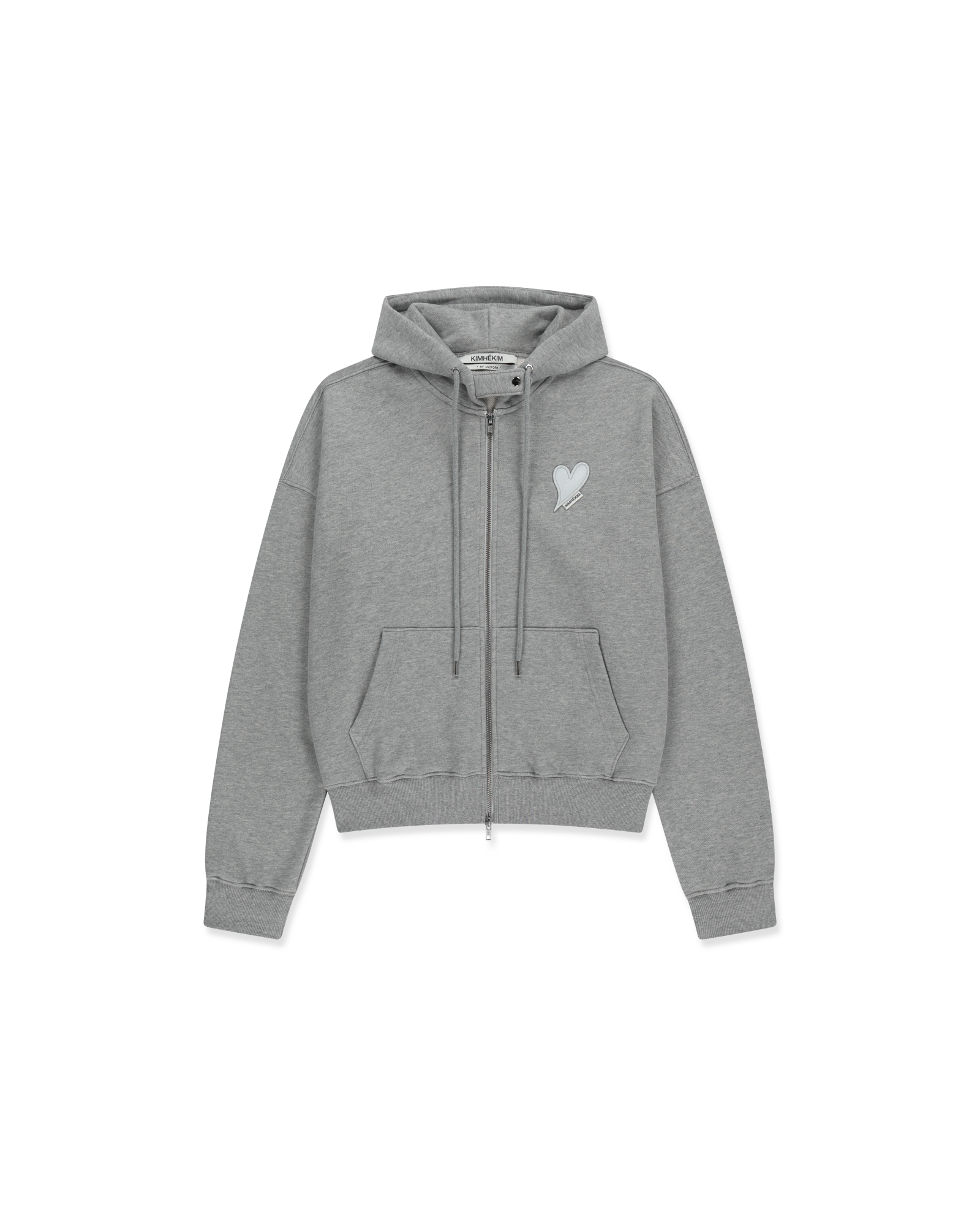 Kimhe Kim - Heart Patch Zip-Up Hoodie (Melange Grey) product image 1 | TRAB K-Fashion Australia