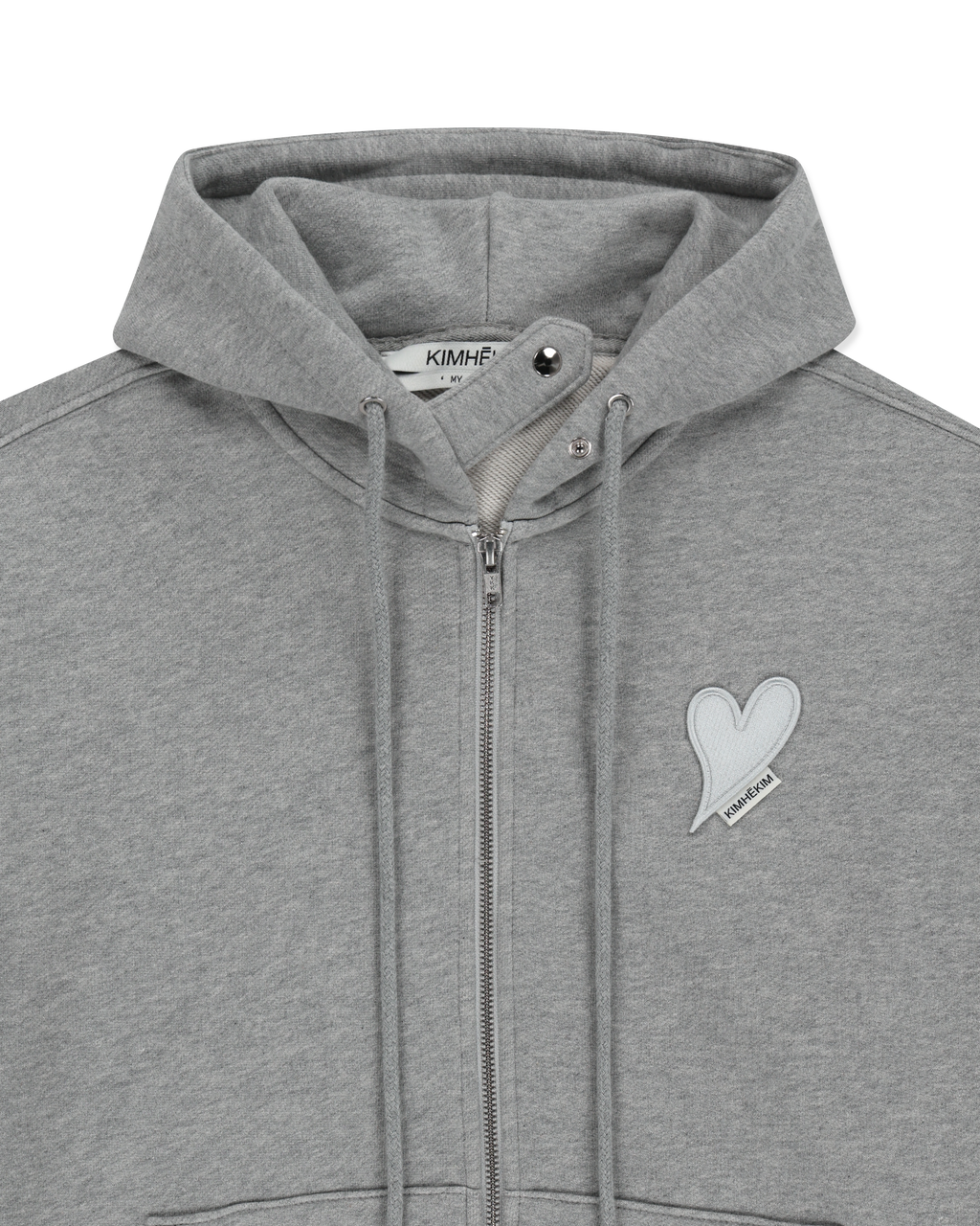 Kimhe Kim - Heart Patch Zip-Up Hoodie (Melange Grey) product image 3 | TRAB K-Fashion Australia