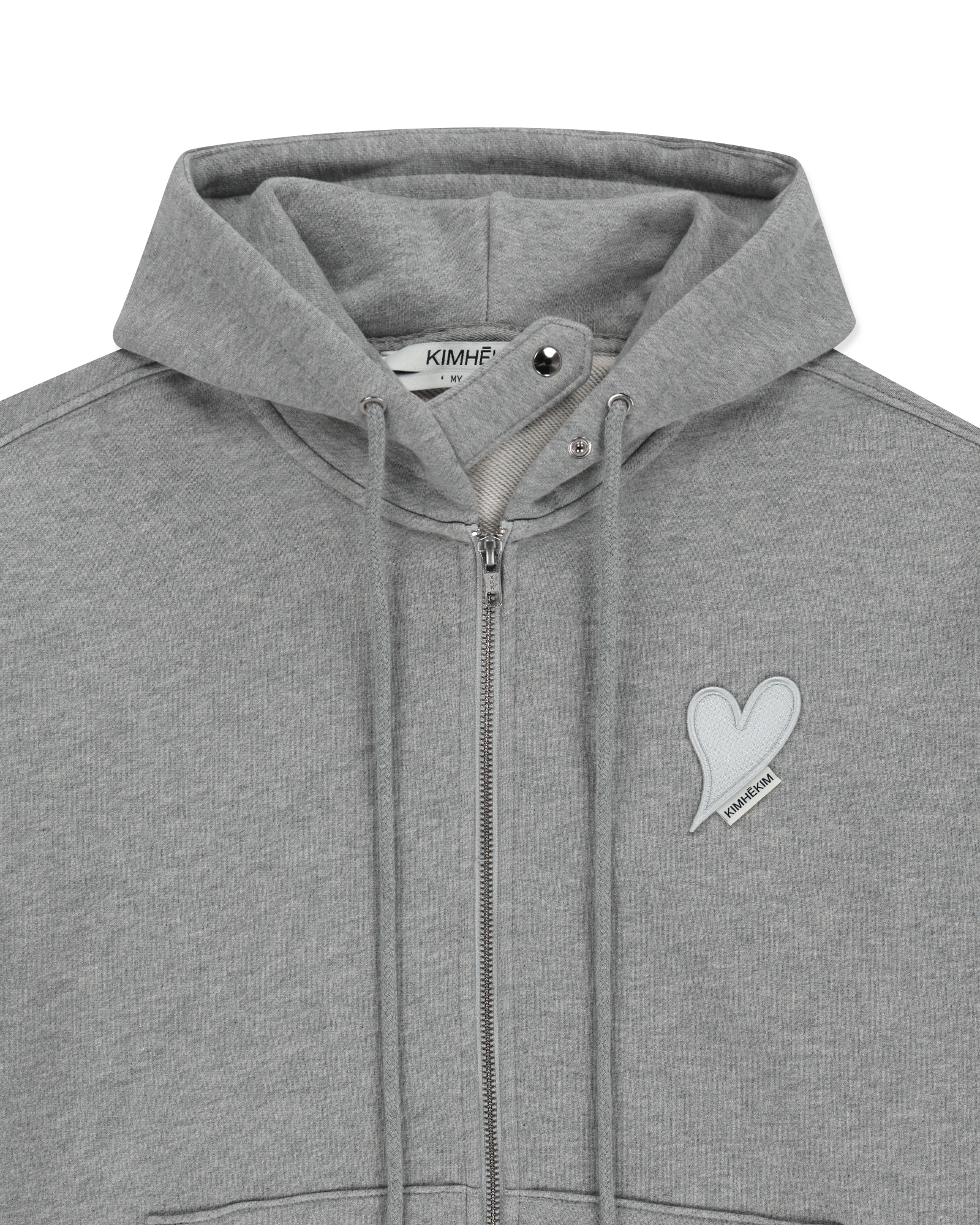 Kimhe Kim - Heart Patch Zip-Up Hoodie (Melange Grey) product image 3 | TRAB K-Fashion Australia