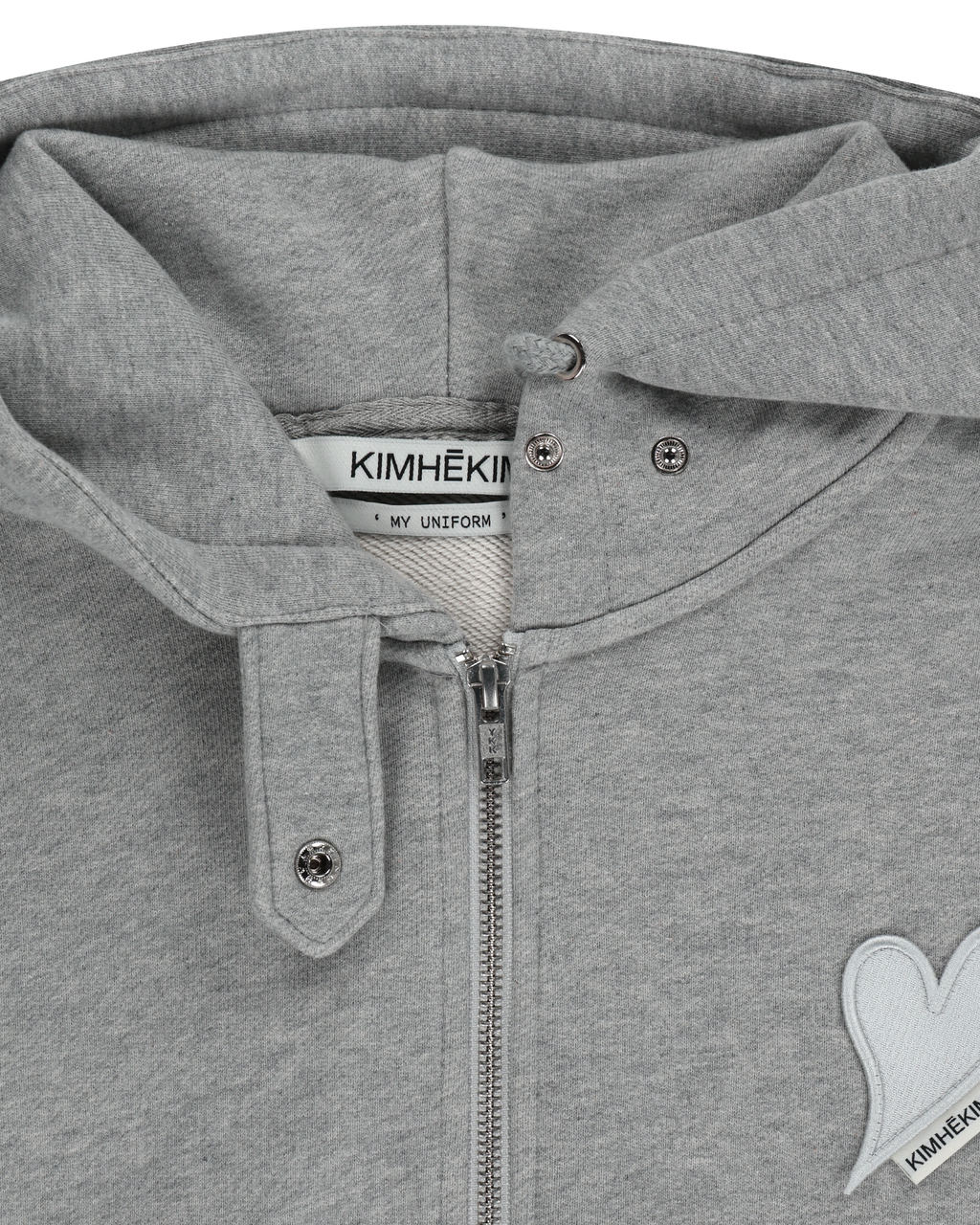 Kimhe Kim - Heart Patch Zip-Up Hoodie (Melange Grey) product image 4 | TRAB K-Fashion Australia