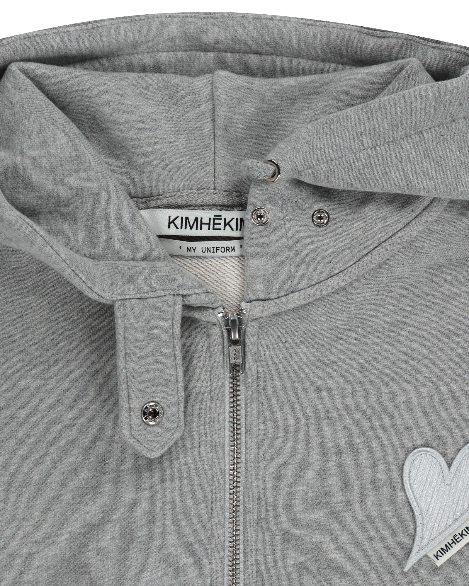 Kimhe Kim - Heart Patch Zip-Up Hoodie (Melange Grey) product image 4 | TRAB K-Fashion Australia