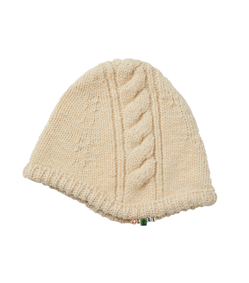 Llege - Cube Detail Cable Earmuff Beanie (Beige) product image 1 | TRAB K-Fashion Australia