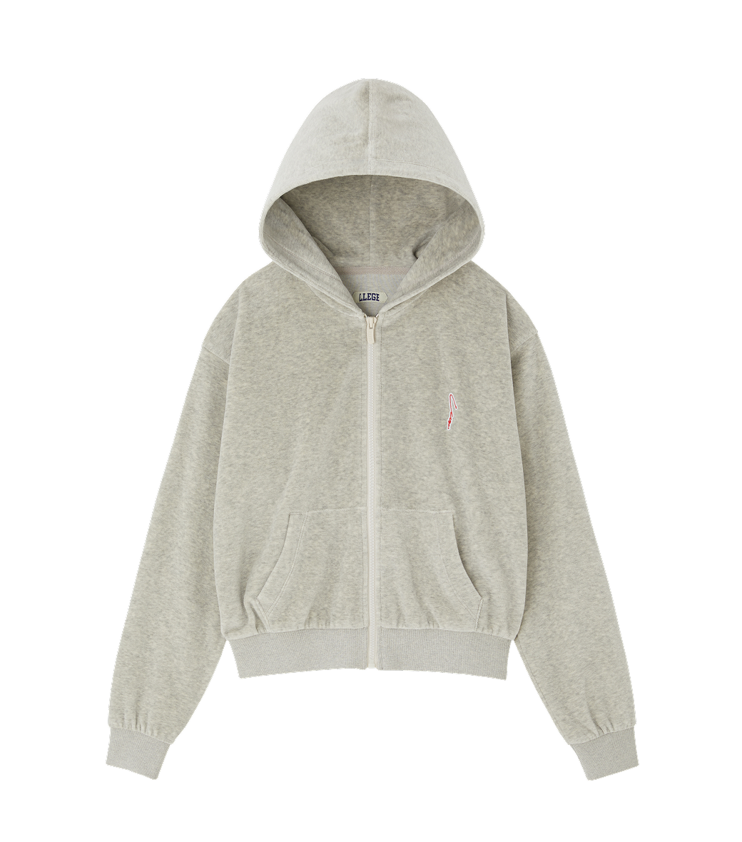 Llege - Velour Crop Hoody Zip-Up (Grey) product image 1 | TRAB K-Fashion Australia