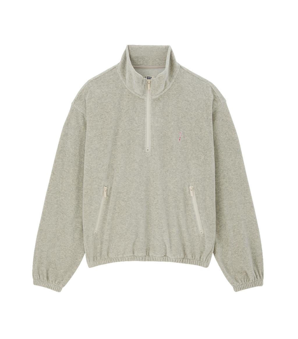 Llege - Velour Half-Zip Pullover (Grey) product image 1 | TRAB K-Fashion Australia