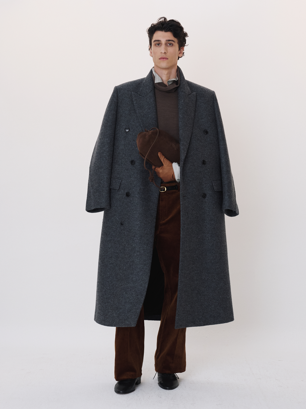 Recto - Classic Tailored Double Breasted Coat (Melange Grey) product image 1 | TRAB K-Fashion Australia