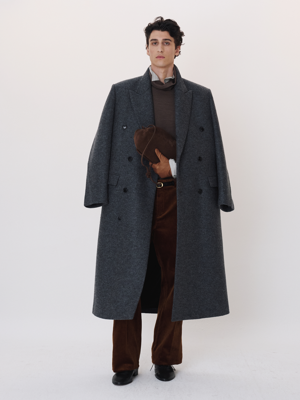 Recto - Classic Tailored Double Breasted Coat (Melange Grey) product image 1 | TRAB K-Fashion Australia