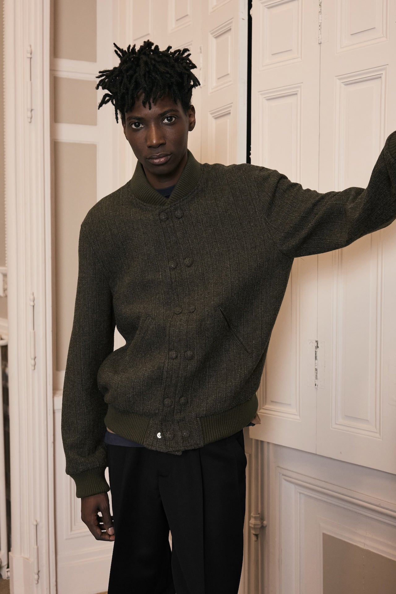 STU - Double Placket Varsity Jacket (Khaki) product image 12 | TRAB K-Fashion Australia