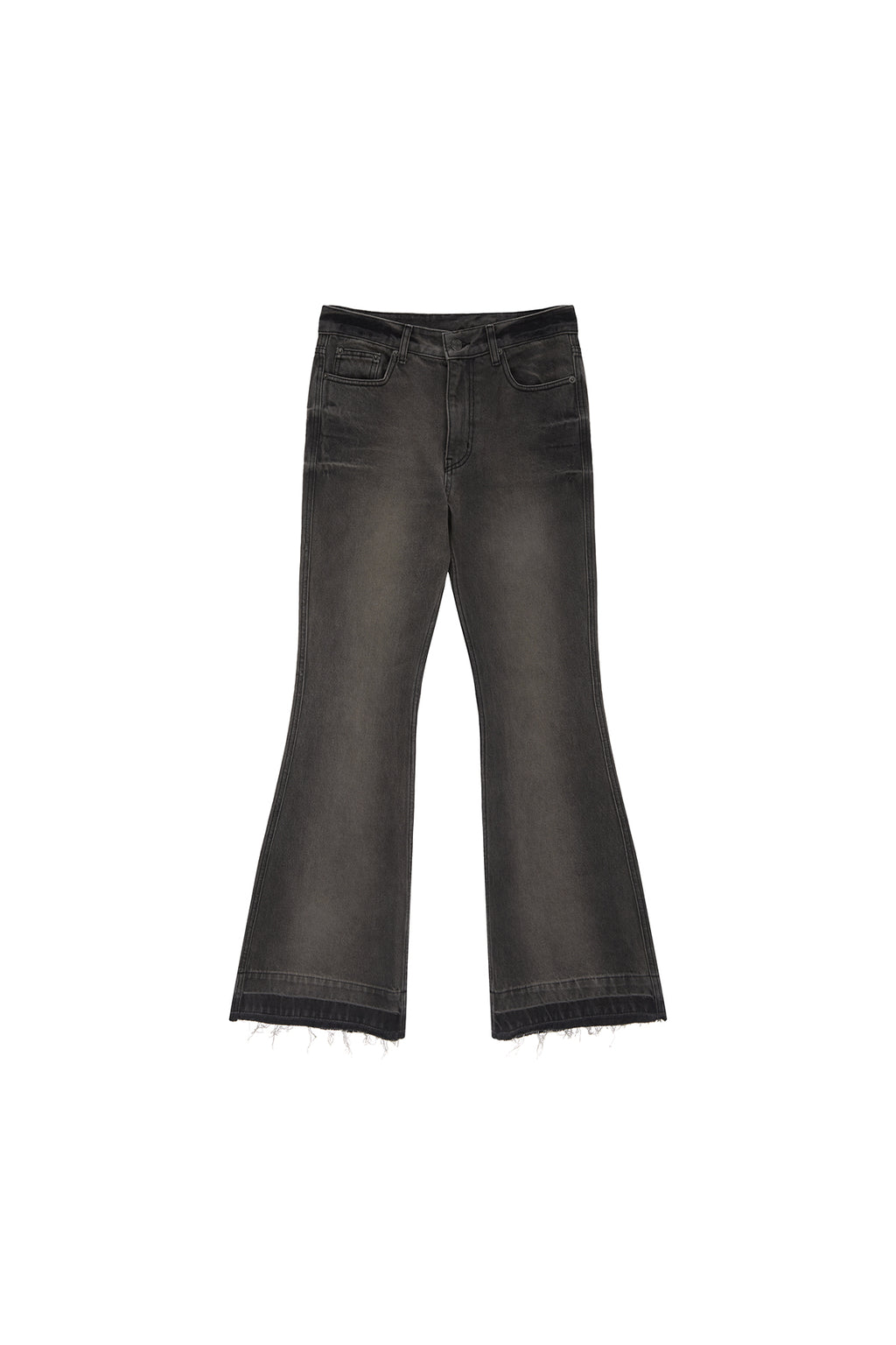 Matin Kim - Back Pocket Point Washed Boots Cut Denim Pants (Grey) product image 1 | TRAB K-Fashion Australia
