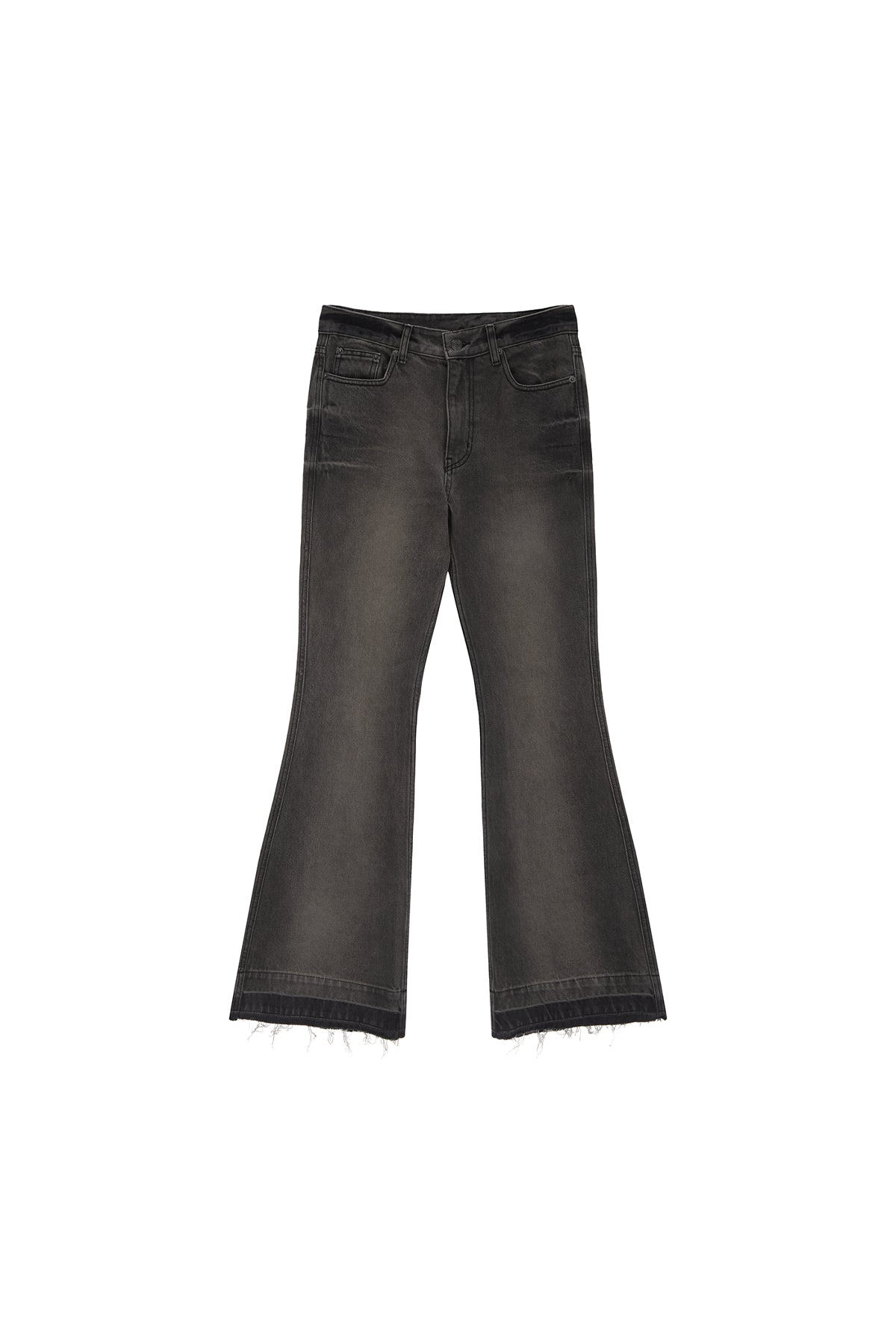 Matin Kim - Back Pocket Point Washed Boots Cut Denim Pants (Grey) product image 1 | TRAB K-Fashion Australia