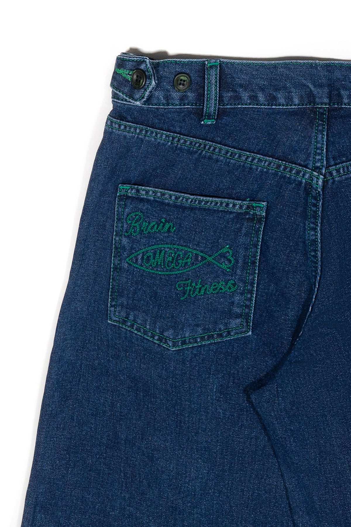 Ioedle - Green Stitch Embroidered Denim Shorts (OC) product image 6 | TRAB K-Fashion Australia