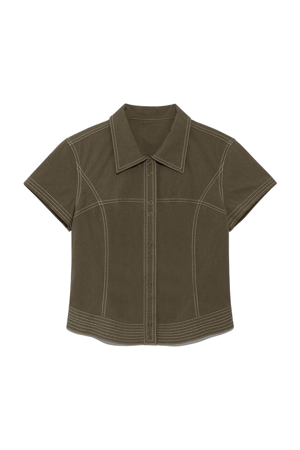 Matin Kim - Stitch Point Slim Shirket (Khaki) product image 1 | TRAB K-Fashion Australia