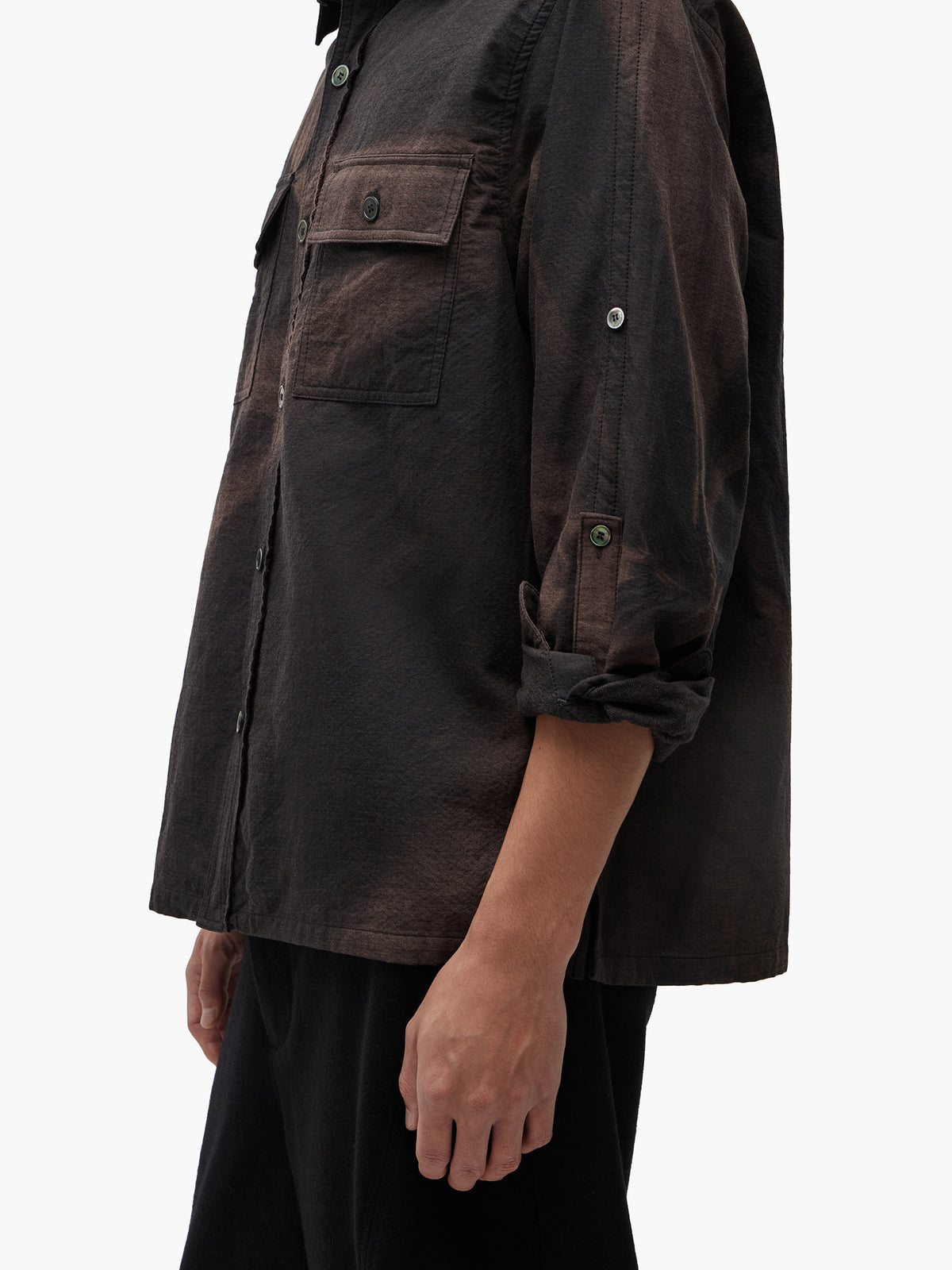 Jiyong Kim - Sun-Bleached Raw-Edge Shirt (Black) product image 7 | TRAB K-Fashion Australia