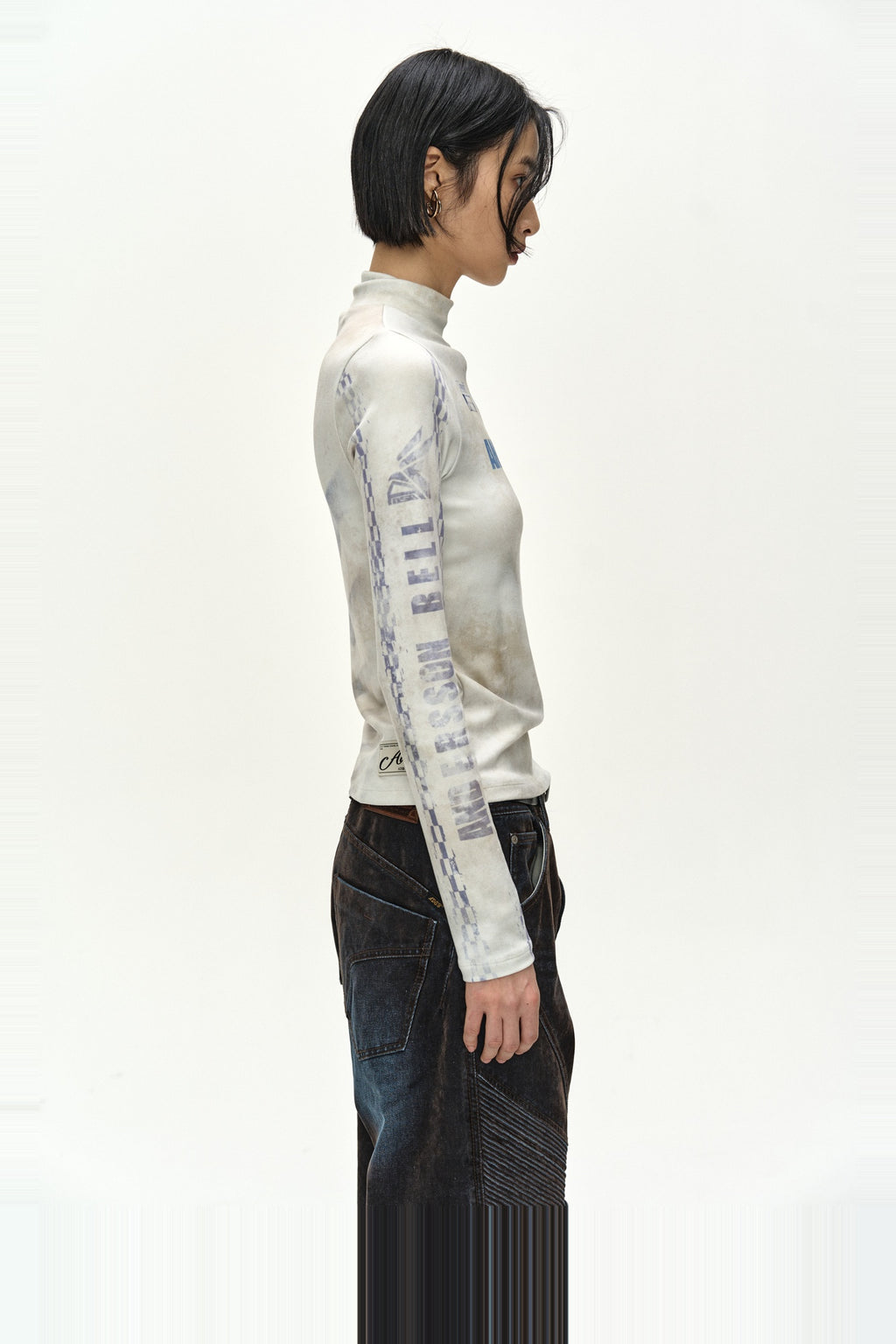 Andersson Bell - Racing Graphic Color-Block High-Neck Top (ivory/navy) (Ivory/Navy) product image 4 | TRAB K-Fashion Australia