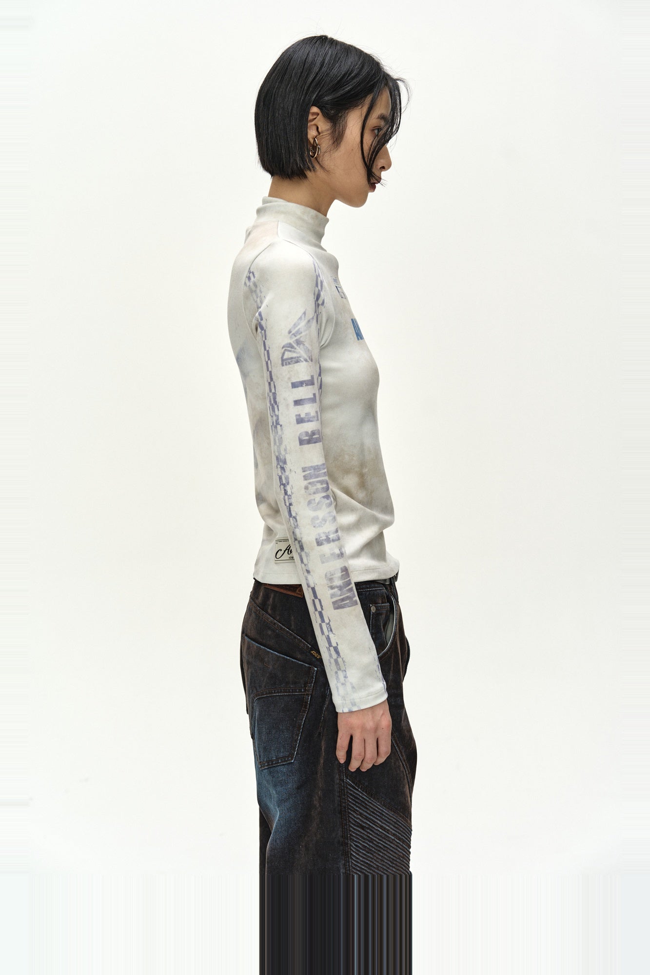 Andersson Bell - Racing Graphic Color-Block High-Neck Top (ivory/navy) (Ivory/Navy) product image 4 | TRAB K-Fashion Australia