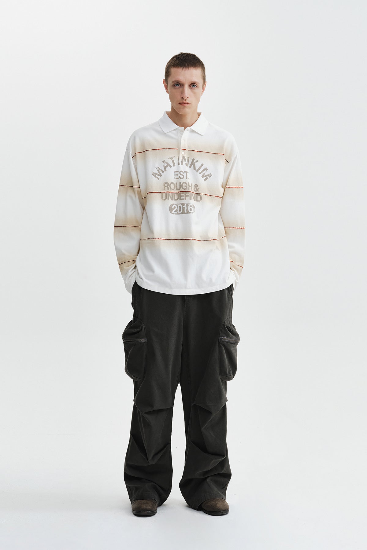 Matin Kim - Reveal Stripe Logo Collar Top (Cream) product image 10 | TRAB K-Fashion Australia