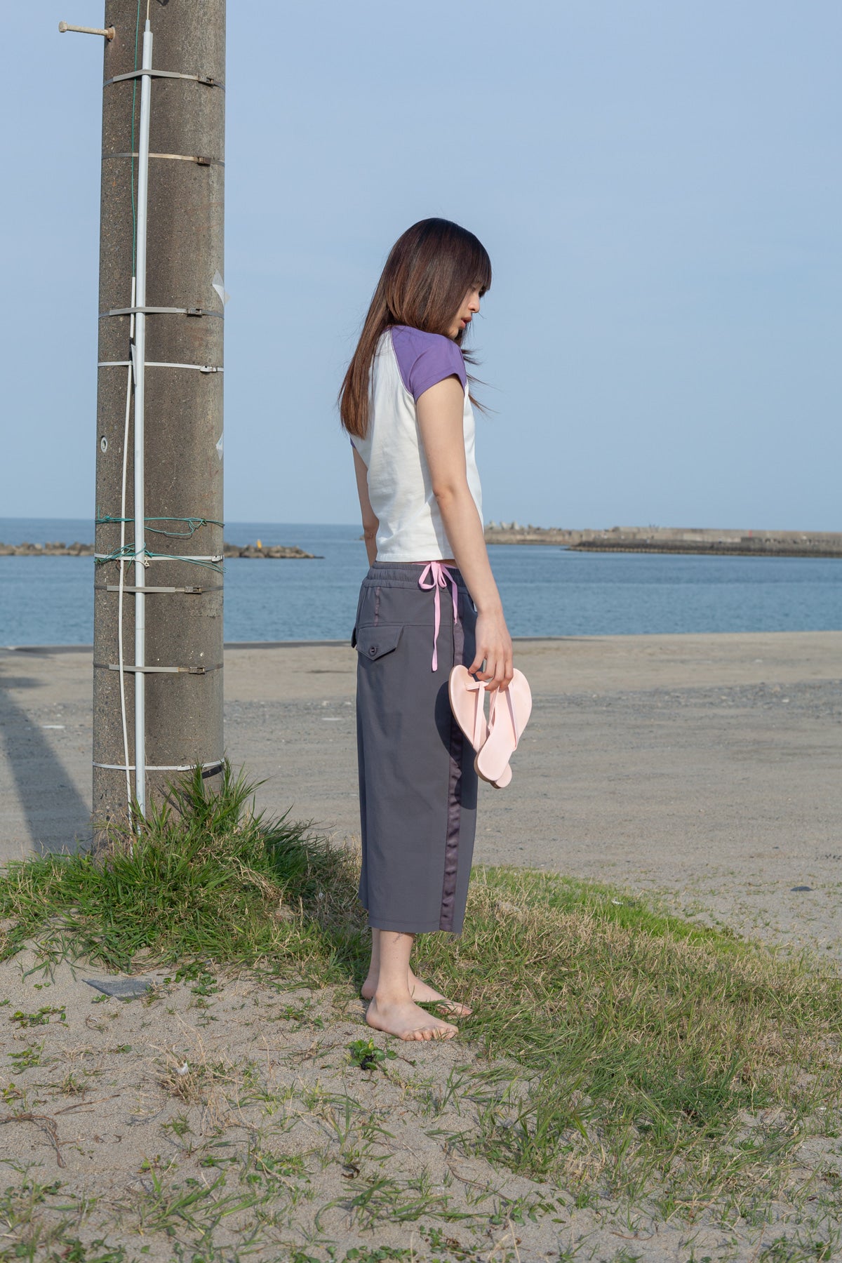 Matin Kim - Side Taping Bermuda Pants (Charcoal) product image 7 | TRAB K-Fashion Australia
