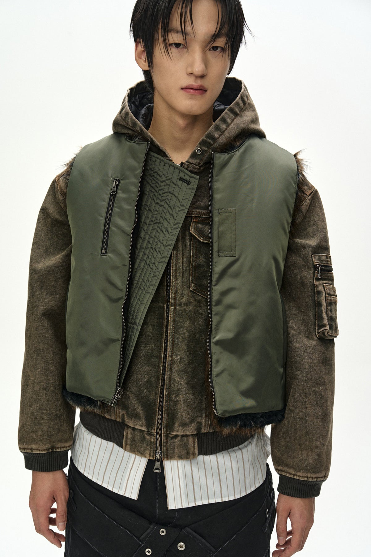 Andersson Bell - Unisex Curved Placket Reversible Vest (Brown/Khaki) product image 10 | TRAB K-Fashion Australia