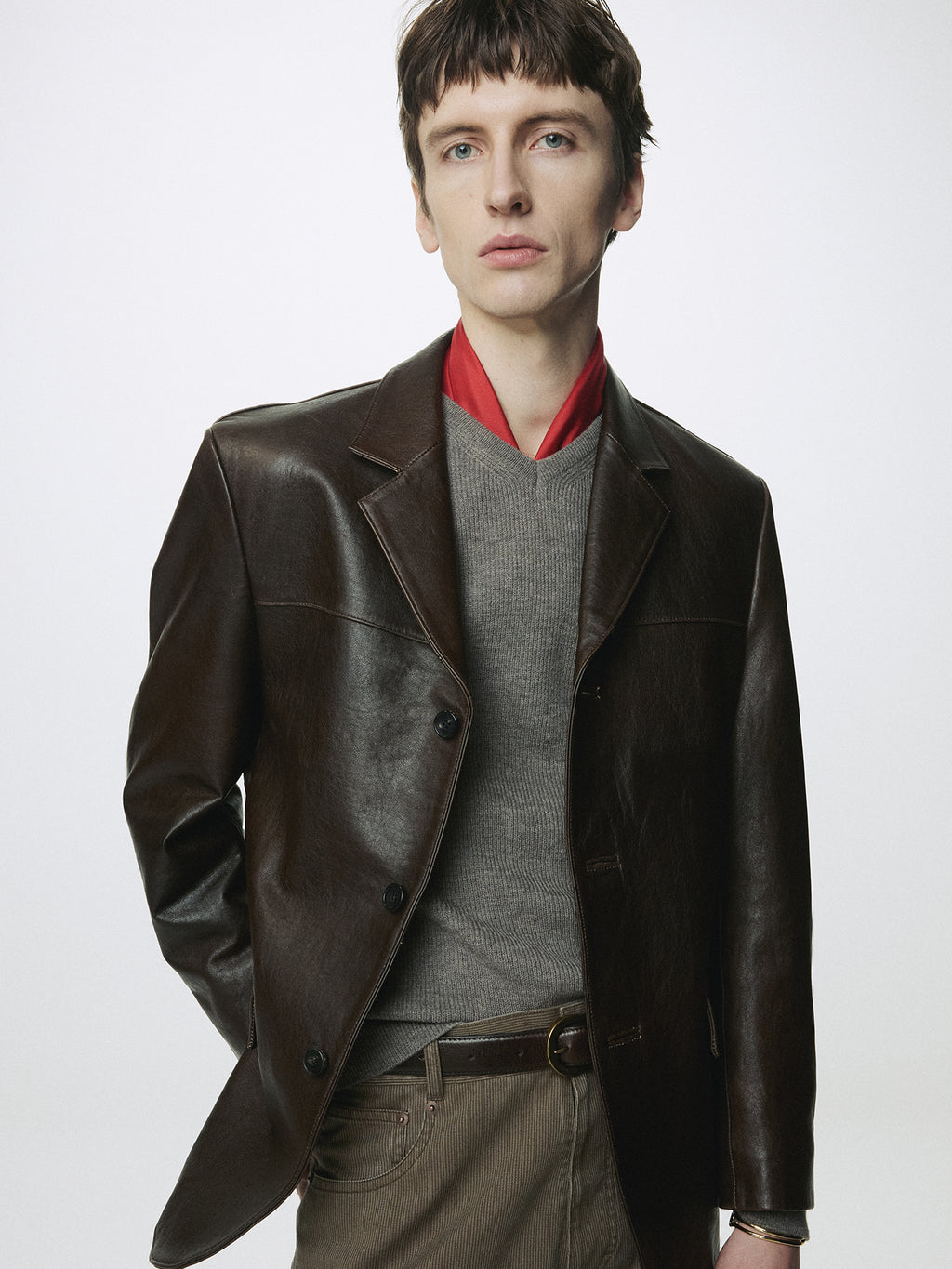 Tonywack - Vegetable Lamb Leather Blazer Jacket (Brown) product image 9 | TRAB K-Fashion Australia