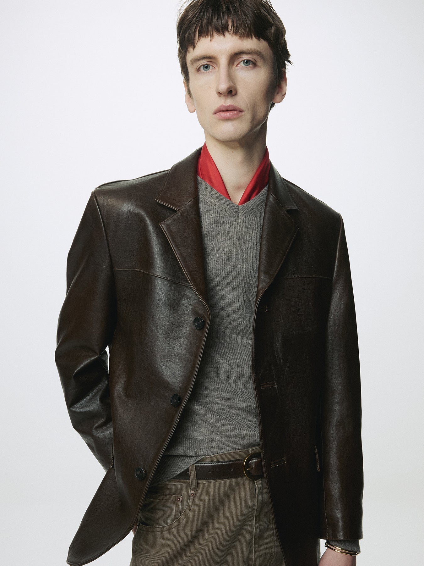Tonywack - Vegetable Lamb Leather Blazer Jacket (Brown) product image 9 | TRAB K-Fashion Australia
