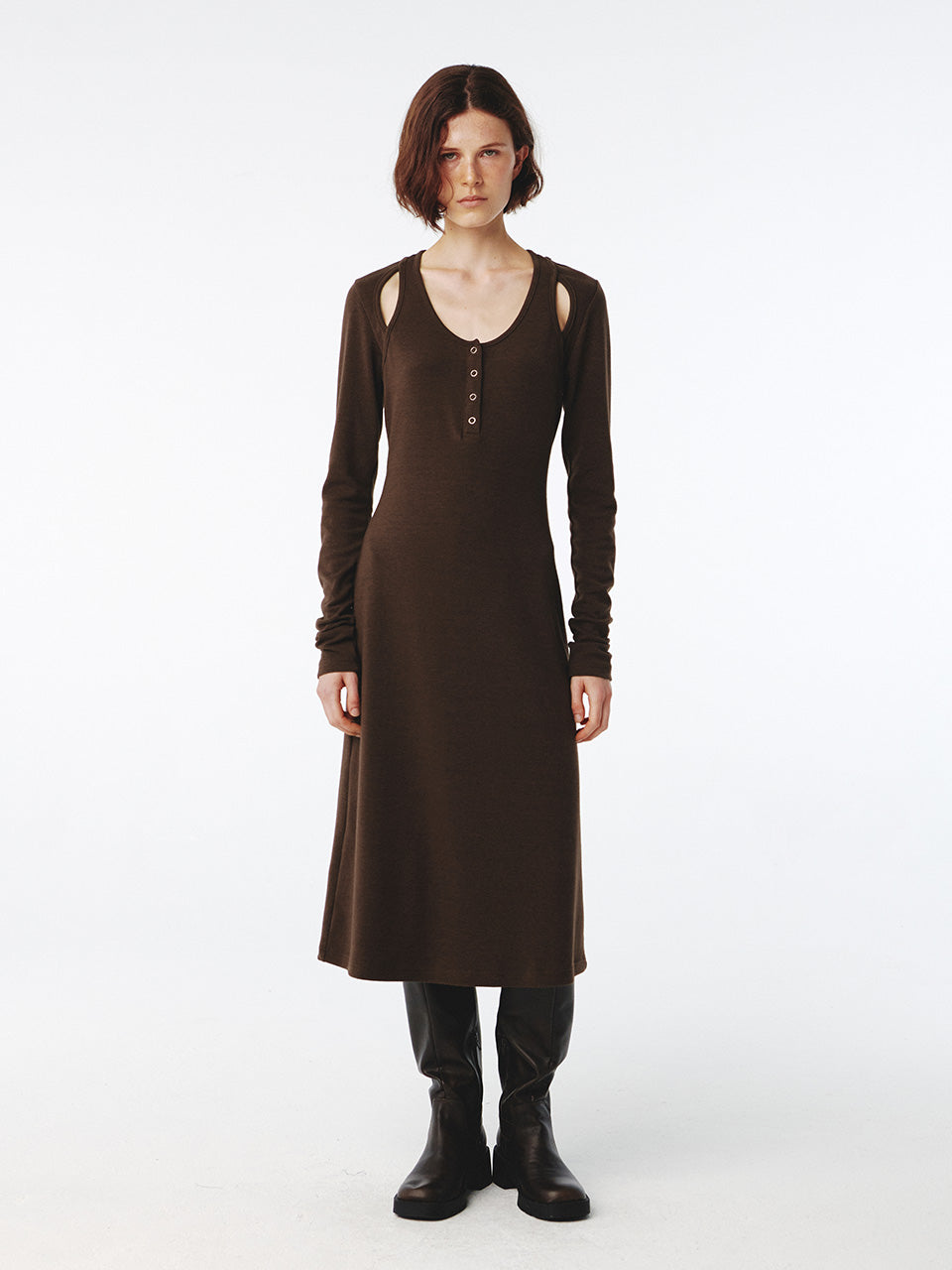 Kijun - Raglan Cut Jersey Dress (Brown) product image 1 | TRAB K-Fashion Australia