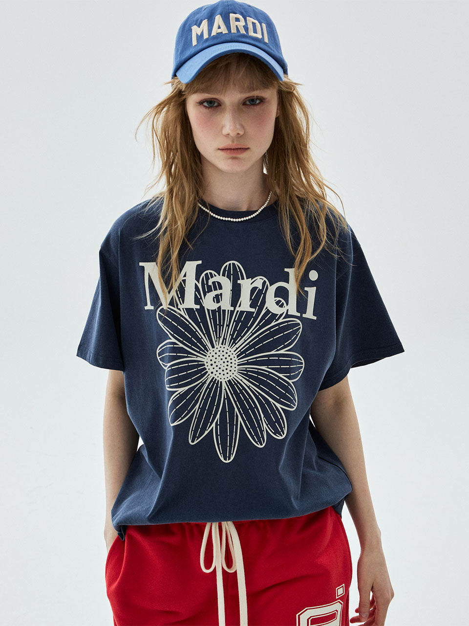 Mardi Mercredi - Tshirt Flowermardi Pigment Washing (Navy Beige) product image 1 | TRAB K-Fashion Australia