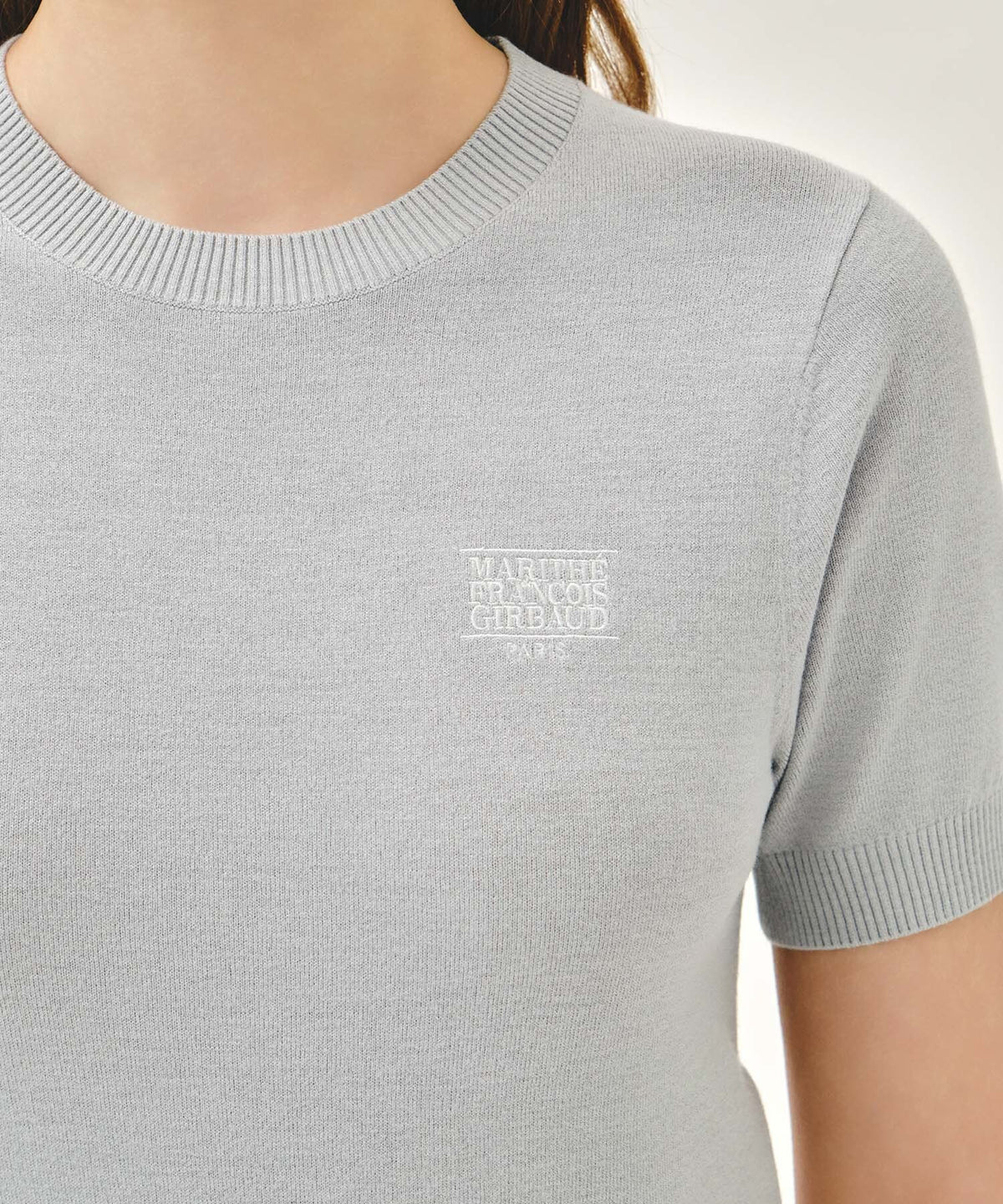 Marithe & Francois Girbaud - Small Classic Logo Half Knit Pullover (Heather Gray) product image 4 | TRAB K-Fashion Australia