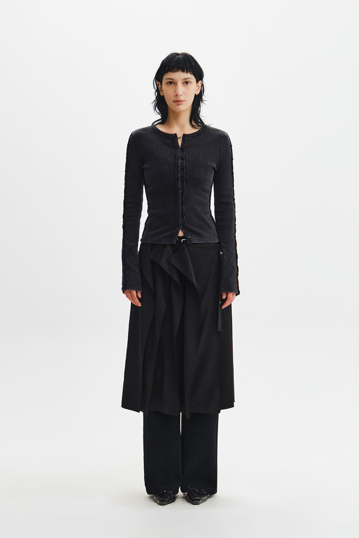 Matin Kim - Washed Rib Button Detail Top (Charcoal) product image 9 | TRAB K-Fashion Australia