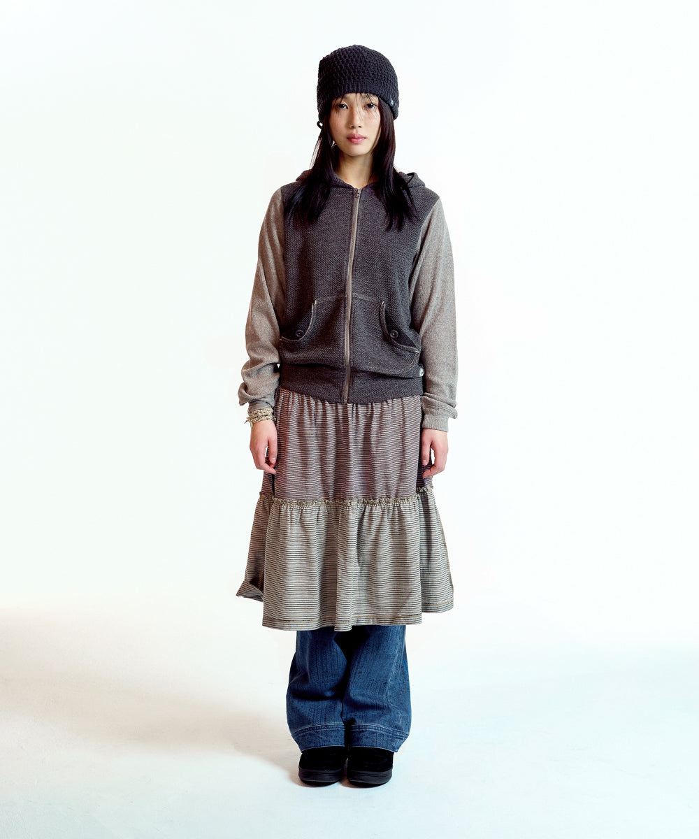 Coyseio - Button Pocket Zip-Up Hoodie Cocoa product image 6 | TRAB K-Fashion Australia