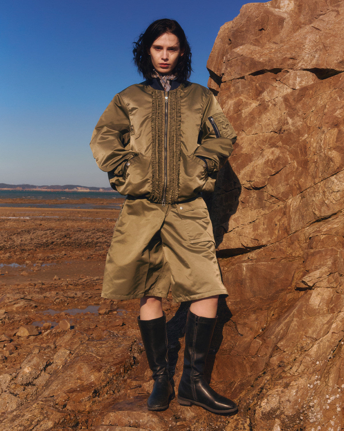 Eastlogue - Wrapround Mil Skirt Shorts (Olive) product image 2 | TRAB K-Fashion Australia