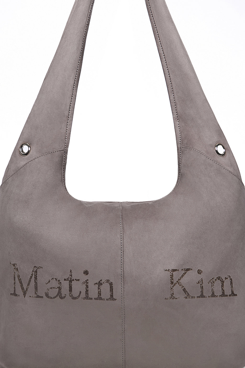 Matin Kim - Logo Point Suede Round Ecobag (Charcoal) product image 3 | TRAB K-Fashion Australia