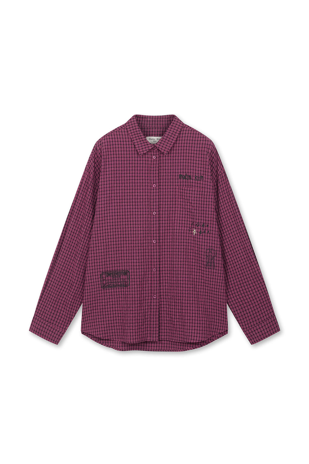 Matin Kim - Front Graphic Check Shirt (Pink) product image 1 | TRAB K-Fashion Australia