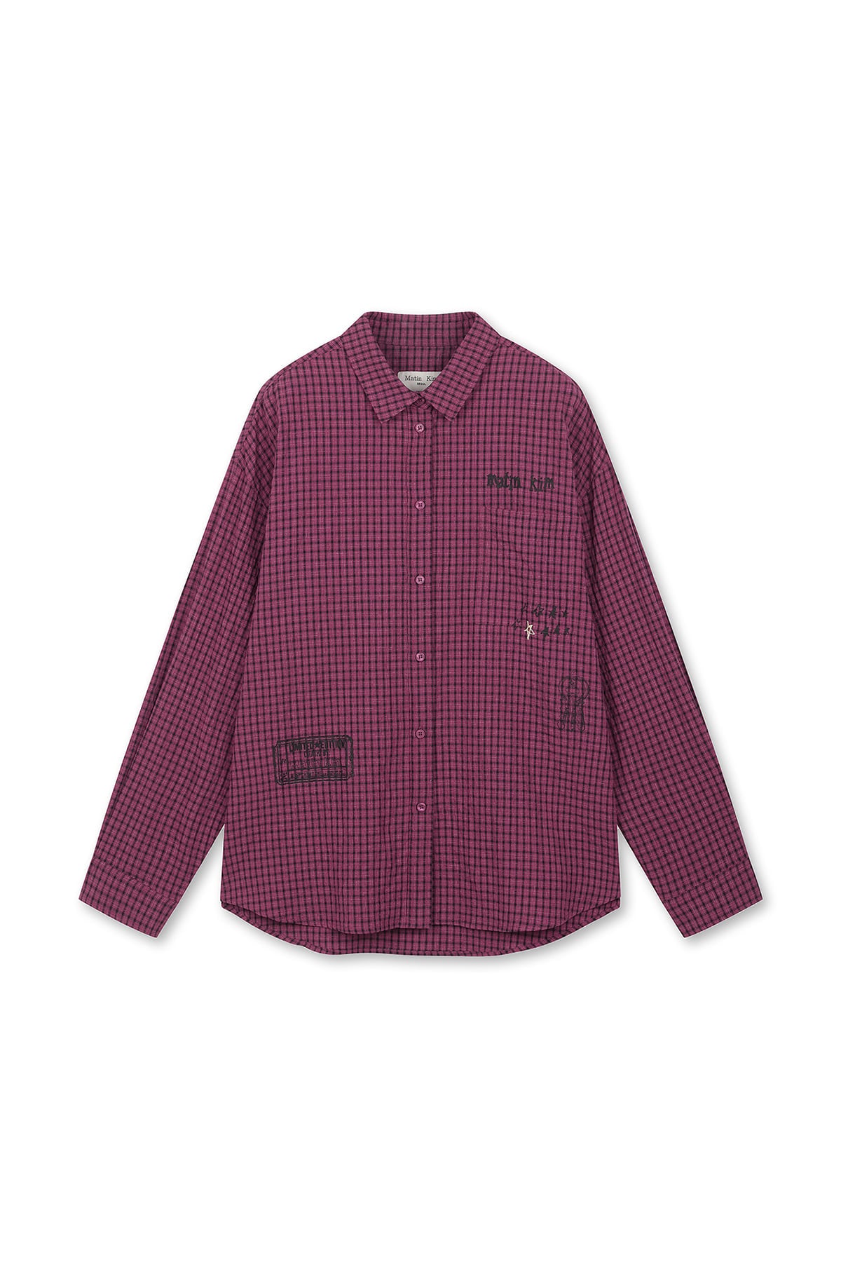Matin Kim - Front Graphic Check Shirt (Pink) product image 1 | TRAB K-Fashion Australia