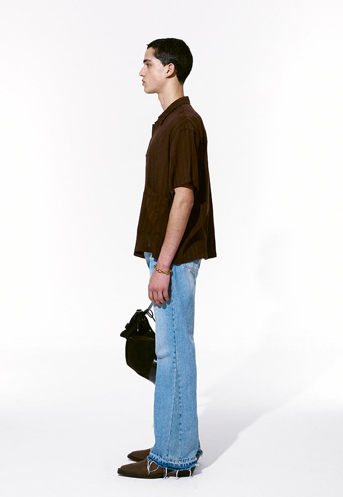 Tonywack - Cotton Linen Textured Stripe Shirt (Brown) product image 2 | TRAB K-Fashion Australia