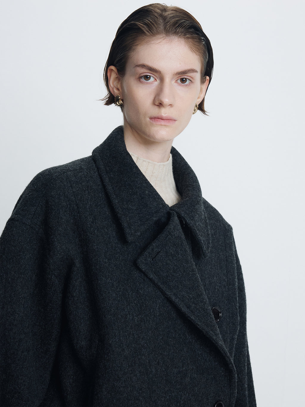 Tonywack - Wool Asymmetrical Short Coat (Anthracite) product image 6 | TRAB K-Fashion Australia