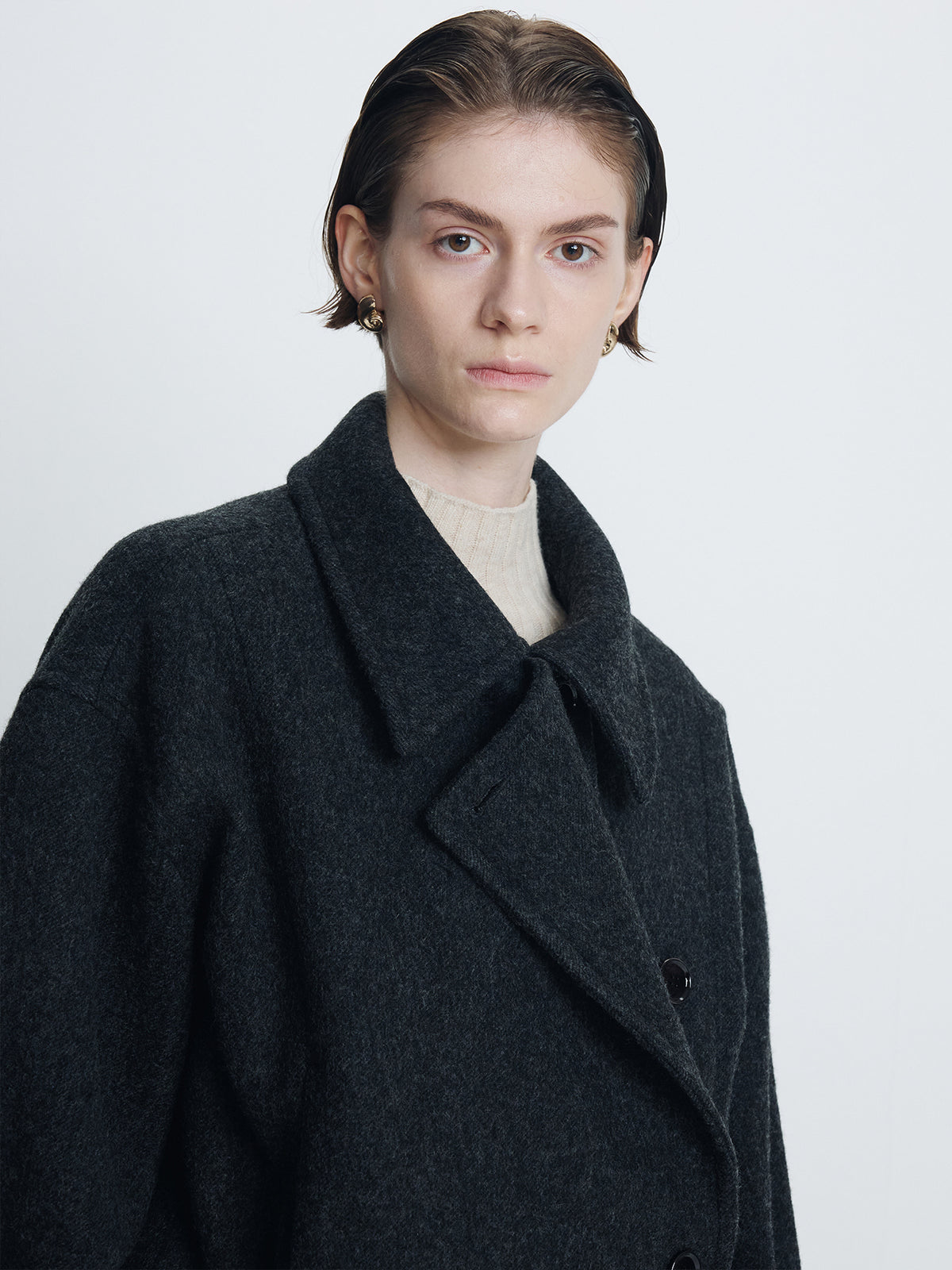 Tonywack - Wool Asymmetrical Short Coat (Anthracite) product image 6 | TRAB K-Fashion Australia