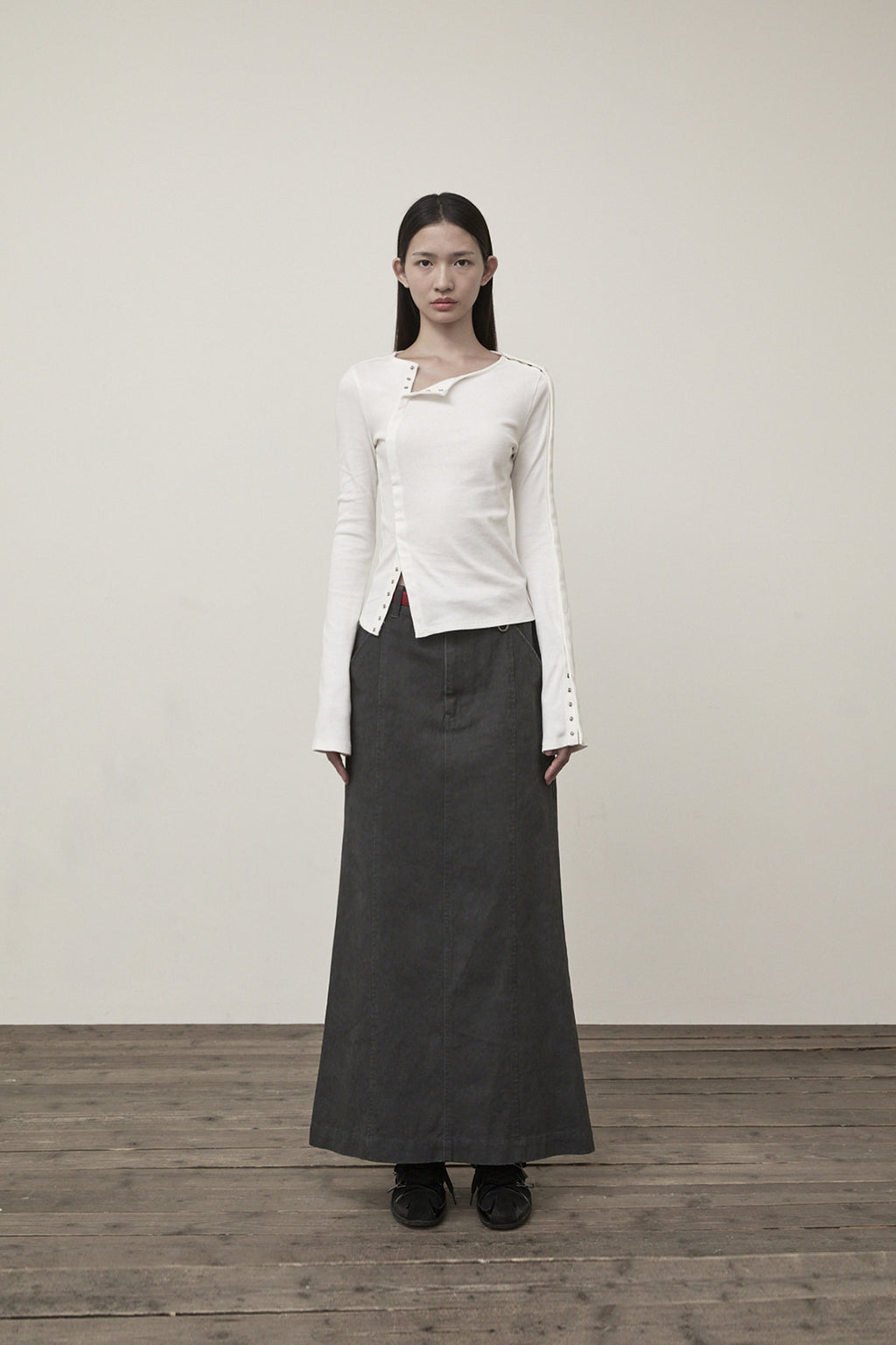 Matin Kim - Snap Detail Slim Top (Ivory) product image 11 | TRAB K-Fashion Australia