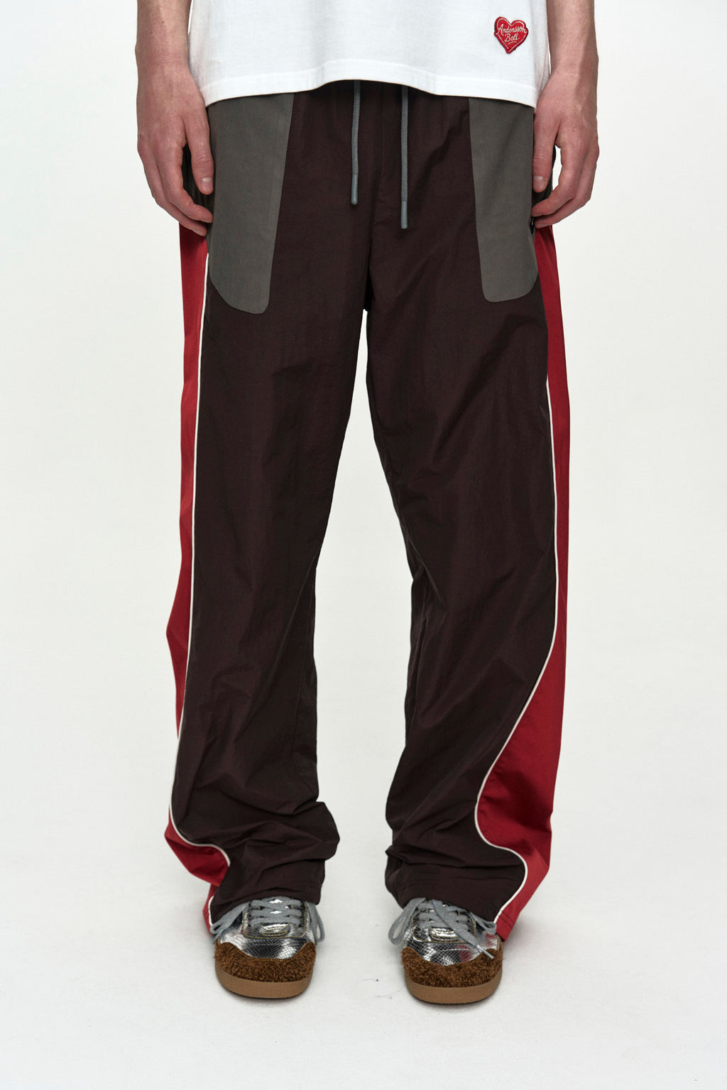 Andersson Bell - Unisex Color Block Nylon Track Pants (Red/Brown) product image 4 | TRAB K-Fashion Australia
