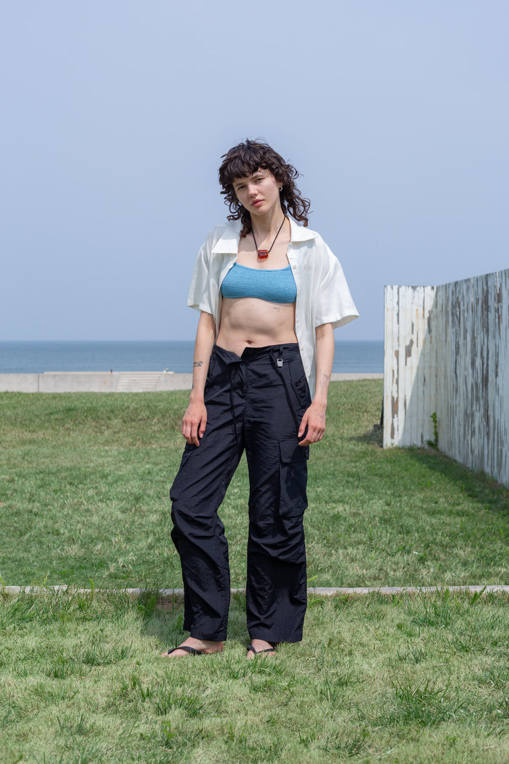 Matin Kim - Unbalance Collar Half Shirt (Ivory) product image 6 | TRAB K-Fashion Australia