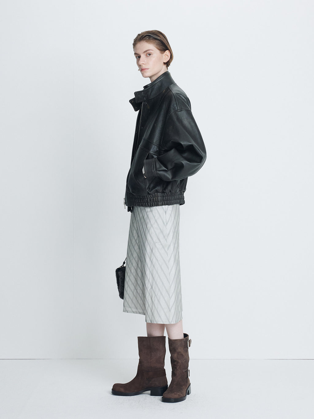 Tonywack - Vintage Grained Goat Leather Bomber Jacket (Vintage Brown) product image 2 | TRAB K-Fashion Australia