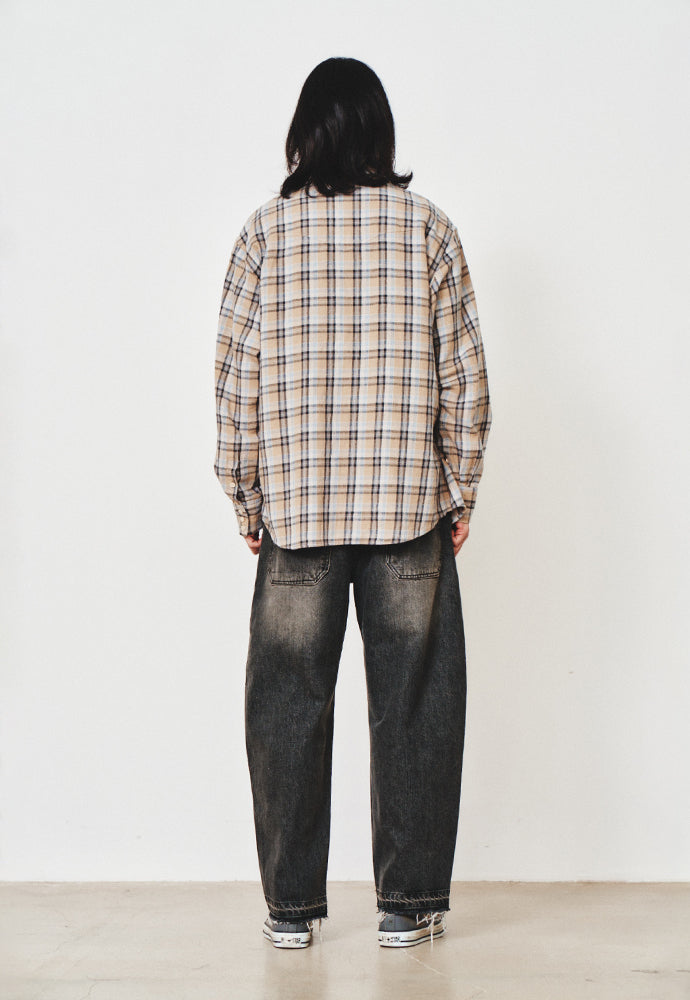 Art if acts - Cut Off One Tuck Curve Denim Pants (Vintage Black) product image 3 | TRAB K-Fashion Australia