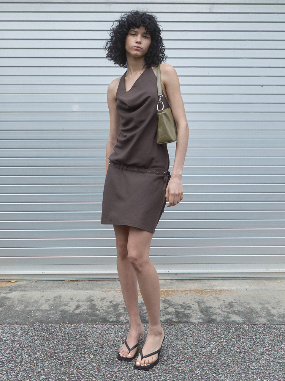 Kijun - Cowl Mini Dress (Brown) product image 5 | TRAB K-Fashion Australia