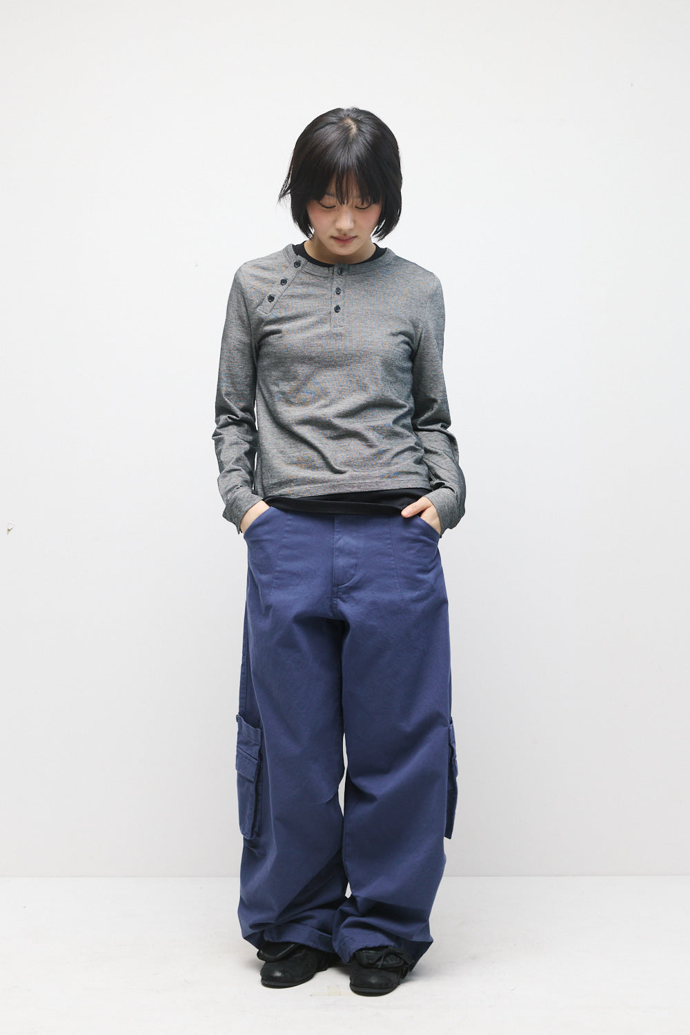 Hatchingroom - Triple Henley Neck Tee (Girl) (Grey) product image 5 | TRAB K-Fashion Australia