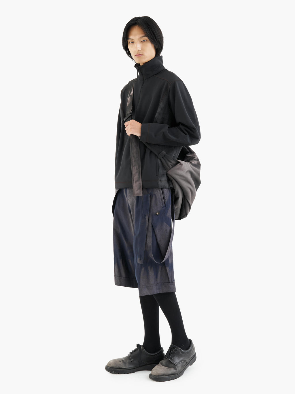 Jiyong Kim - Sun-Bleched Layered Half Trousers (Navy) product image 1 | TRAB K-Fashion Australia