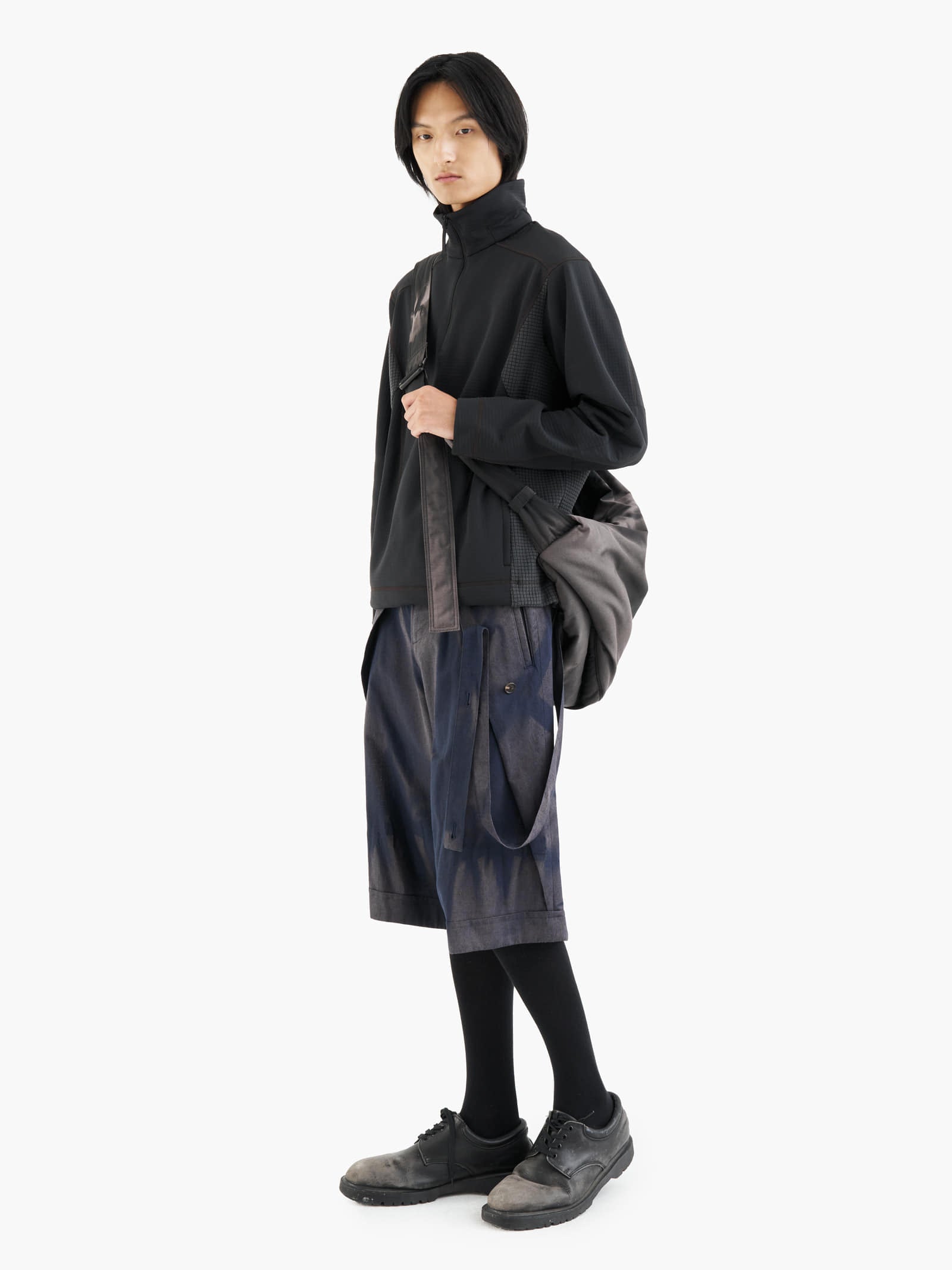 Jiyong Kim - Sun-Bleched Layered Half Trousers (Navy) product image 1 | TRAB K-Fashion Australia