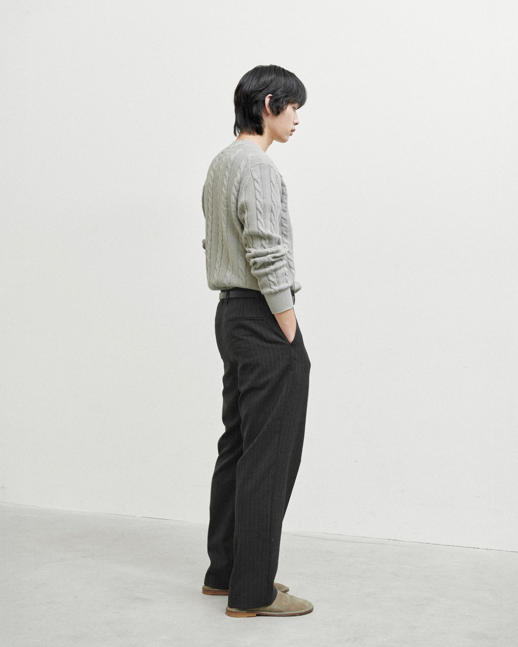 Brownyard - Essential Wool Trouser (Charcoal Stripe) product image 4 | TRAB K-Fashion Australia