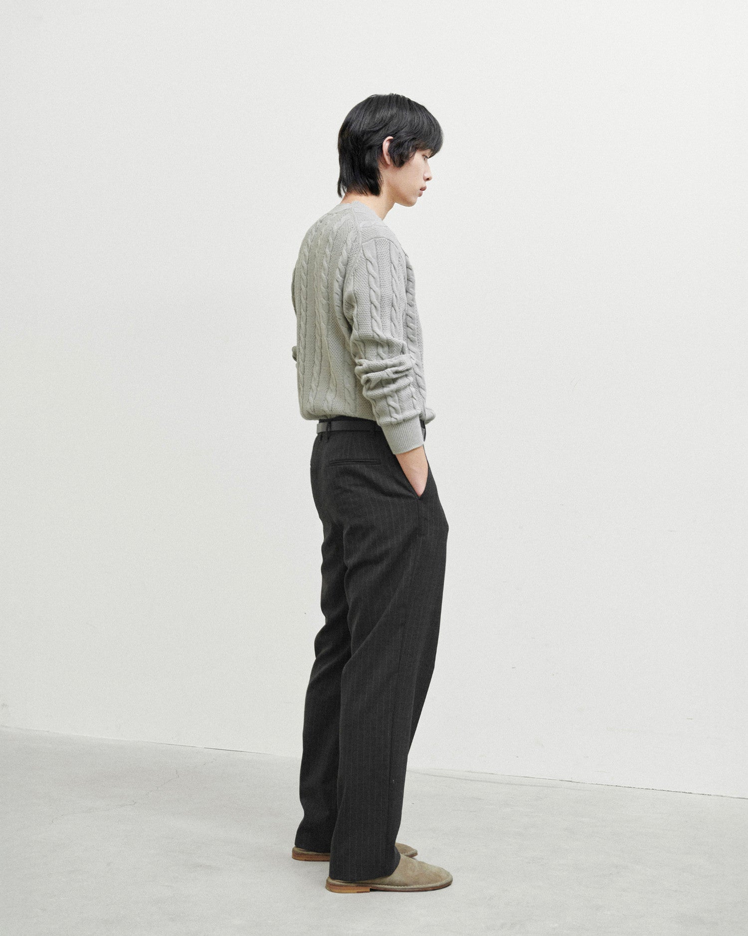 Brownyard - Essential Wool Trouser (Charcoal Stripe) product image 4 | TRAB K-Fashion Australia