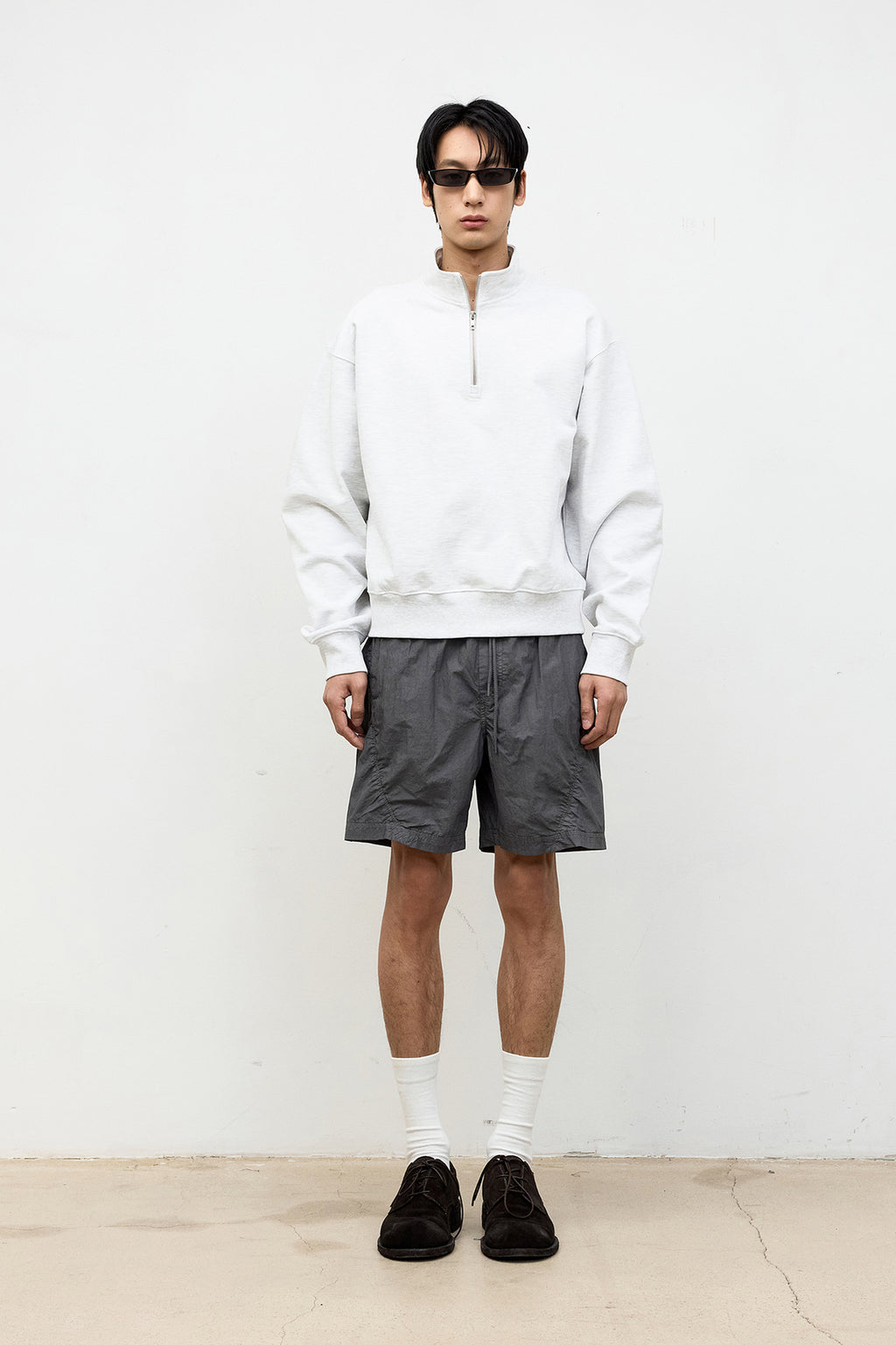 Coor - Semi Over Fit Half Zip-Up Sweatshirt (Melange Gray) product image 2 | TRAB K-Fashion Australia