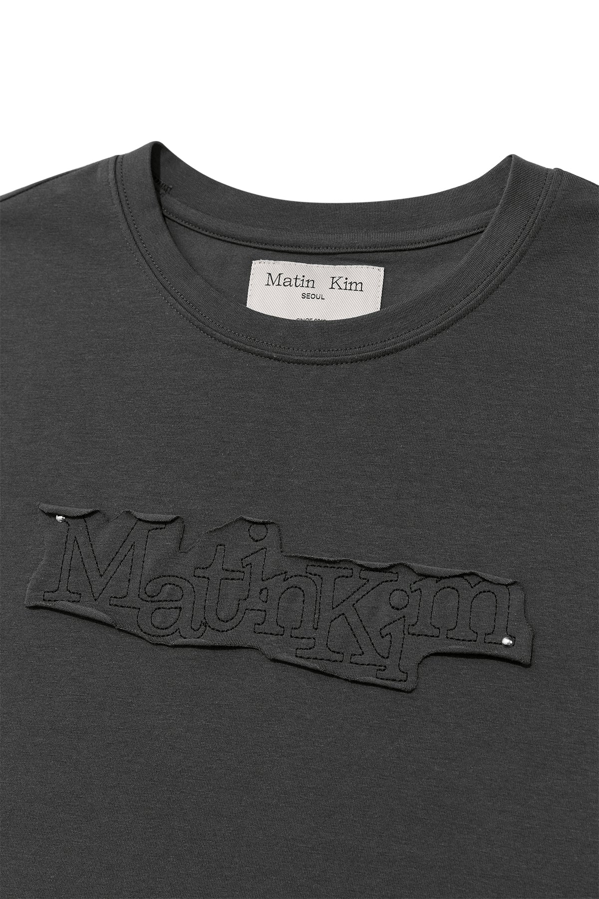 Matin Kim - Applique Logo Patch Top (Charcoal) product image 3 | TRAB K-Fashion Australia